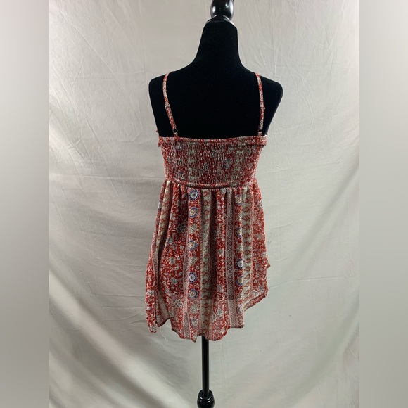 Asymmetrical Hem Floral Print Frill Trim Cami Top - Picture 7 of 7